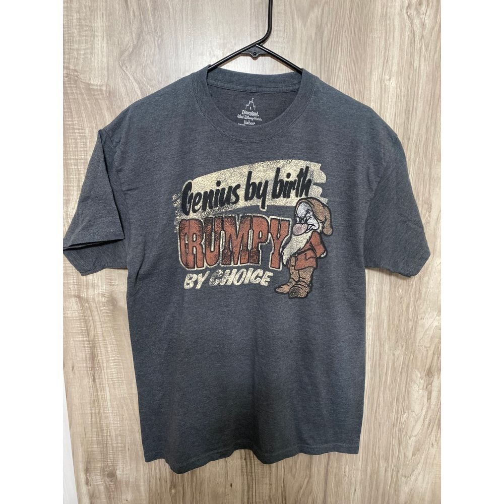 Disney Shirt Mens Large Gray Grumpy By Choice Snow White 7 Dwarfs Graphic Tee